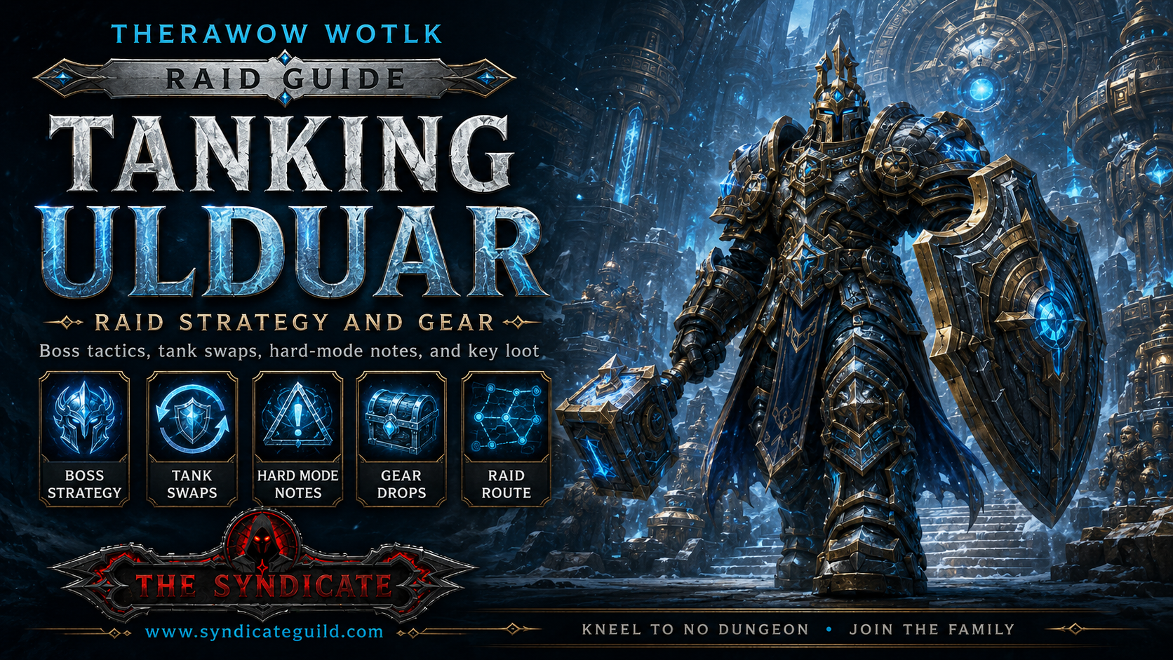 Ulduar raid route map showing the main boss path for TheraWoW WotLK tanks.